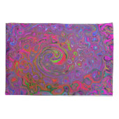 Psychedelic Groovy Magenta Retro Liquid Swirl Kussensloop (Achterkant)