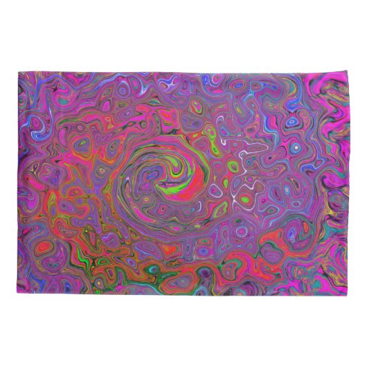 Psychedelic Groovy Magenta Retro Liquid Swirl Kussensloop (Achterkant)