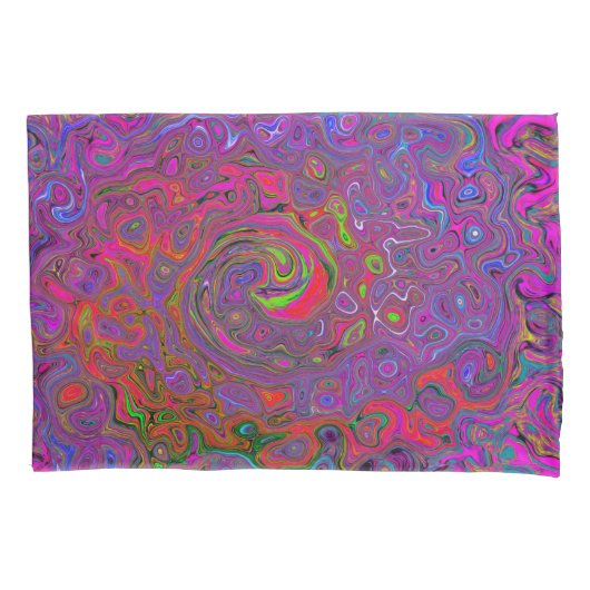 Psychedelic Groovy Magenta Retro Liquid Swirl Kussensloop (Voorkant)