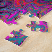 Psychedelic Groovy Magenta Retro Liquid Swirl Legpuzzel (Zijkant)