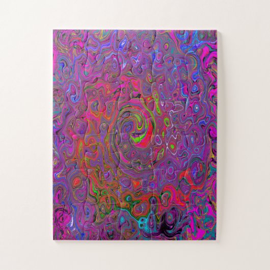 Psychedelic Groovy Magenta Retro Liquid Swirl Legpuzzel (Verticaal)