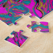 Psychedelic Groovy Magenta Retro Liquid Swirl Legpuzzel (Zijkant)