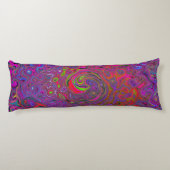 Psychedelic Groovy Magenta Retro Liquid Swirl Lichaamskussen (Achterkant)