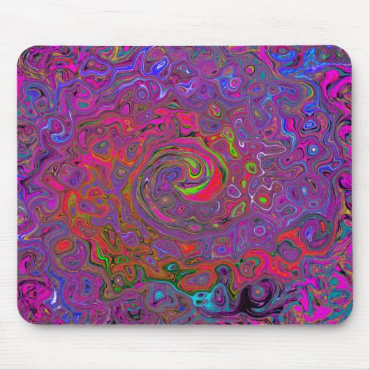 Psychedelic Groovy Magenta Retro Liquid Swirl Muismat (Voorkant)