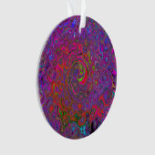 Psychedelic Groovy Magenta Retro Liquid Swirl Ornament (voorkant)