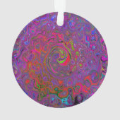Psychedelic Groovy Magenta Retro Liquid Swirl Ornament (achterkant)
