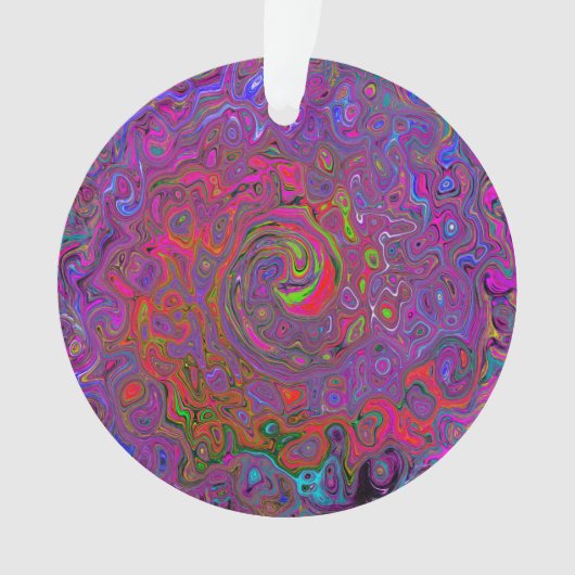 Psychedelic Groovy Magenta Retro Liquid Swirl Ornament (voorkant)