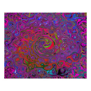 Psychedelic Groovy Magenta Retro Liquid Swirl Perfect Poster