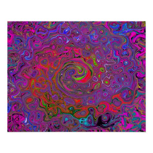 Psychedelic Groovy Magenta Retro Liquid Swirl Perfect Poster (Voorkant)