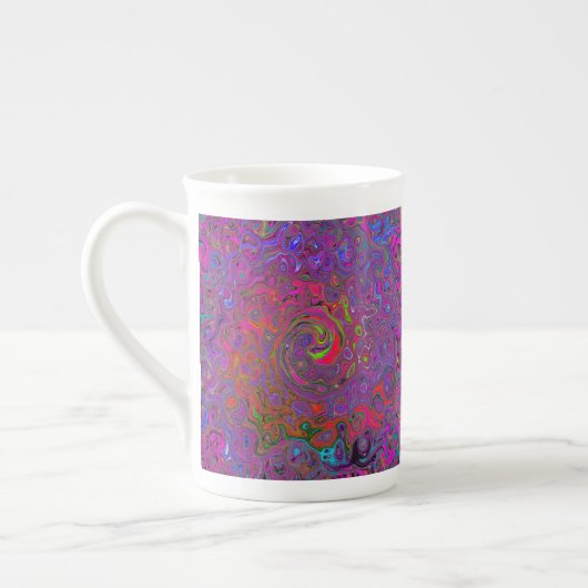 Psychedelic Groovy Magenta Retro Liquid Swirl Porselein Kop (Links)