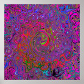 Psychedelic Groovy Magenta Retro Liquid Swirl Poster (Voorkant)