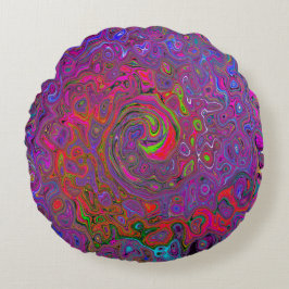 Psychedelic Groovy Magenta Retro Liquid Swirl Rond Kussen