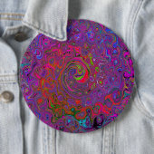 Psychedelic Groovy Magenta Retro Liquid Swirl Ronde Button 6,0 Cm (In situ)