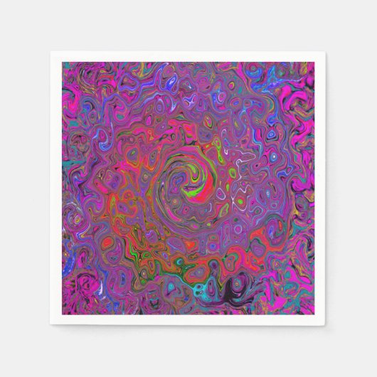 Psychedelic Groovy Magenta Retro Liquid Swirl Servet (Voorkant)