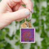 Psychedelic Groovy Magenta Retro Liquid Swirl Sleutelhanger (Hand)