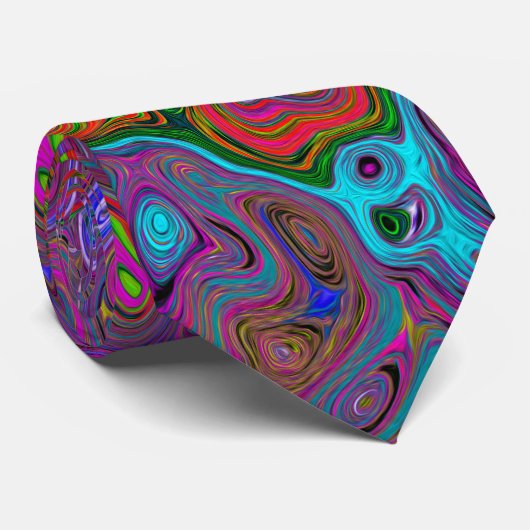 Psychedelic Groovy Magenta Retro Liquid Swirl Stropdas (Opgerold)