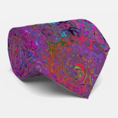Psychedelic Groovy Magenta Retro Liquid Swirl Stropdas (Opgerold)