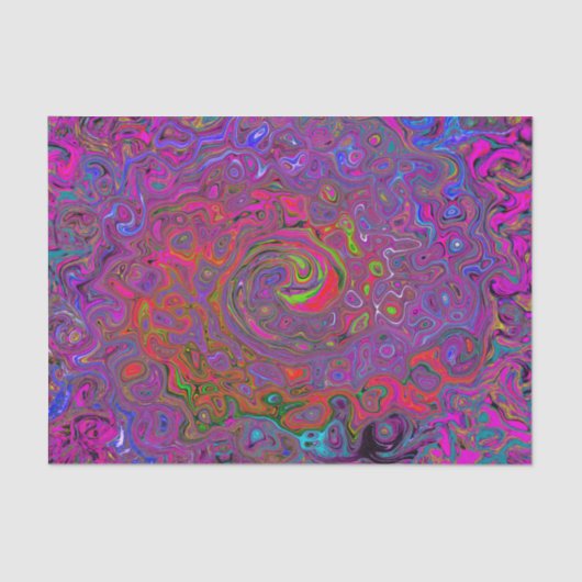 Psychedelic Groovy Magenta Retro Liquid Swirl Tissuepapier (Voorkant)
