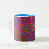 Psychedelic Groovy Magenta Retro Liquid Swirl Tweekleurige Koffiemok (Voorkant links)
