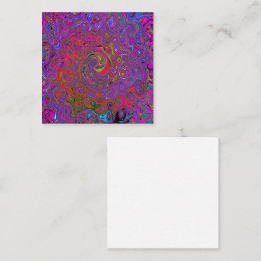 Psychedelic Groovy Magenta Retro Liquid Swirl Vierkante Visitekaartje (Voorkant / Achterkant)