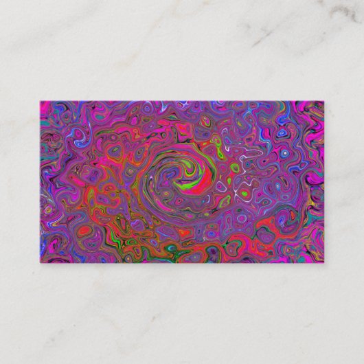 Psychedelic Groovy Magenta Retro Liquid Swirl Visitekaartje (Voorkant)
