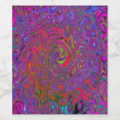 Psychedelic Groovy Magenta Retro Liquid Swirl Wijn Etiket (Enkel label)