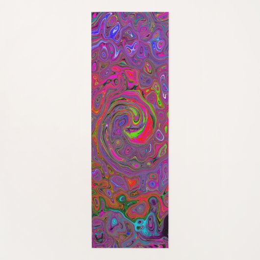 Psychedelic Groovy Magenta Retro Liquid Swirl Yogamat (Voorkant)