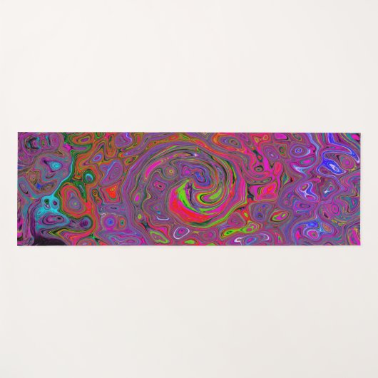 Psychedelic Groovy Magenta Retro Liquid Swirl Yogamat (Voorkant (horizontaal))