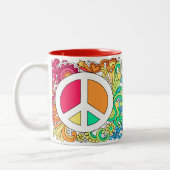 Psychedelic Groovy Peace Sign & Heart Love Mok (Links)