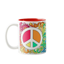 Psychedelic Groovy Peace Sign & Heart Love Mok