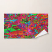 Psychedelic Groovy Red en groene wilde bloemen Bad Handdoek (Handdoek)