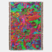 Psychedelic Groovy Red en groene wilde bloemen Deken (Voorkant Verticaal)