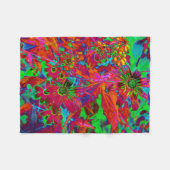 Psychedelic Groovy Red en groene wilde bloemen Fleece Deken (Voorkant (Horizontaal))