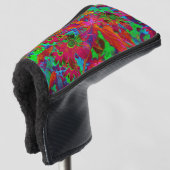 Psychedelic Groovy Red en groene wilde bloemen Golfheadcover (3/4 voorkant)