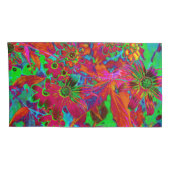 Psychedelic Groovy Red en groene wilde bloemen Kussensloop (Achterkant-Rechts)