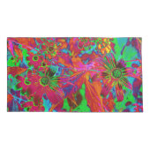 Psychedelic Groovy Red en groene wilde bloemen Kussensloop (Achterkant-Links)