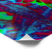 Psychedelic Groovy Red en groene wilde bloemen Perfect Poster (Hoek)