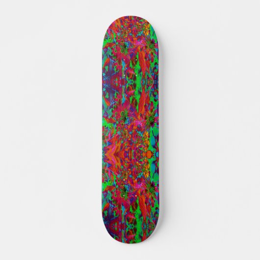 Psychedelic Groovy Red en groene wilde bloemen Persoonlijk Skateboard (Voorkant)