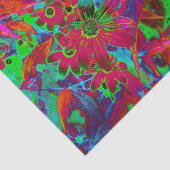 Psychedelic Groovy Red en groene wilde bloemen Tissuepapier (Detail)