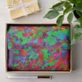 Psychedelic Groovy Red en groene wilde bloemen Tissuepapier (Geschenk)