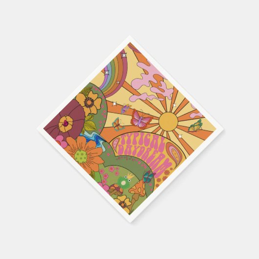 Psychedelic Groovy Retro Paper Party servetten (Hoek)