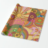 Psychedelic Groovy Retro Wrapping Papier (Uitgerold)