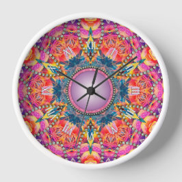 Psychedelic Groovy Roze Liefde Glam Mandala Grote Klok