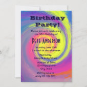 Psychedelic Groovy Swirls Birthday Party Kaart (Voorkant)