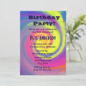 Psychedelic Groovy Swirls Birthday Party Kaart (Staand voorkant)