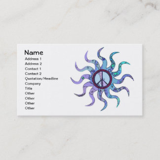 Psychedelic Groovy Trippy Blue Peace Sign Visitekaartje