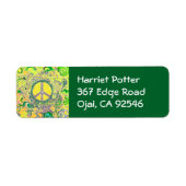 Psychedelic Groovy Trippy Fine Peace Sign Etiket (Voorkant)