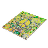 Psychedelic Groovy Trippy Fine Peace Sign Tegeltje (Zijkant)