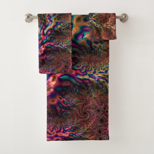 Psychedelic Groovy Trippy Funky Kleurrijke Fractal Bad Handdoek (Insitu)