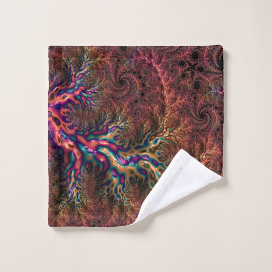 Psychedelic Groovy Trippy Funky Kleurrijke Fractal Bad Handdoek (Wasdoekje)